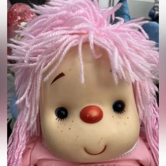 Ice Cream Doll Girl Pink Yarn Hair Blue Eyes 23” J Shin Co Plastic Vintage 80s